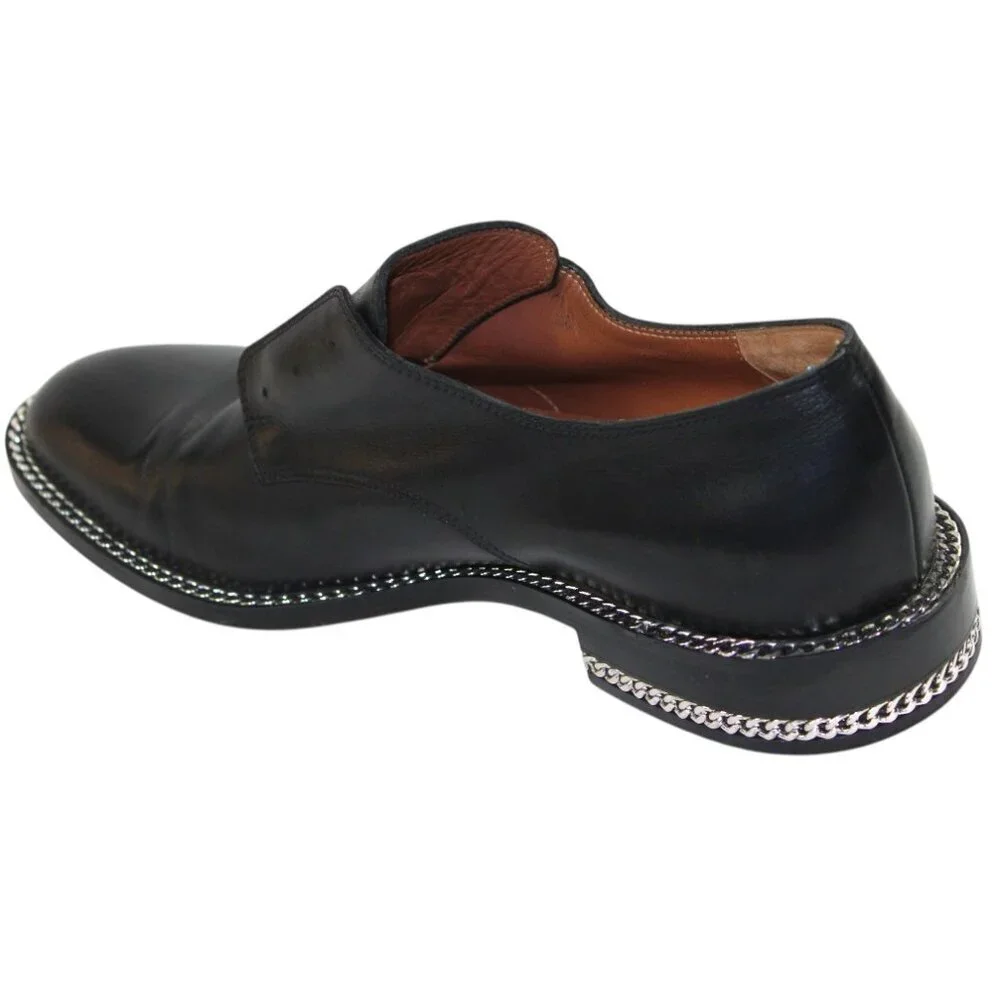 Givenchy Paris Rosanna Chain Black Leather Men’s Derby Shoe  Size 41  (US 8)